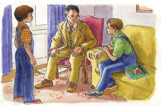 Atticus talks to Jem and Scout